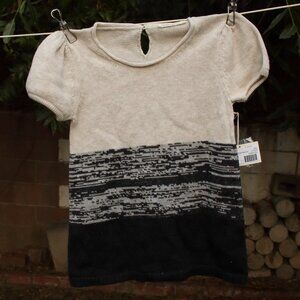 Tane Organics Knitted Cap Sleeve Dress Black/Ecru 18-24M